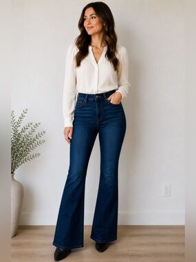 NWT Studio Blue High-Rise Flare Leg Jeans Livid Wash Size 28
